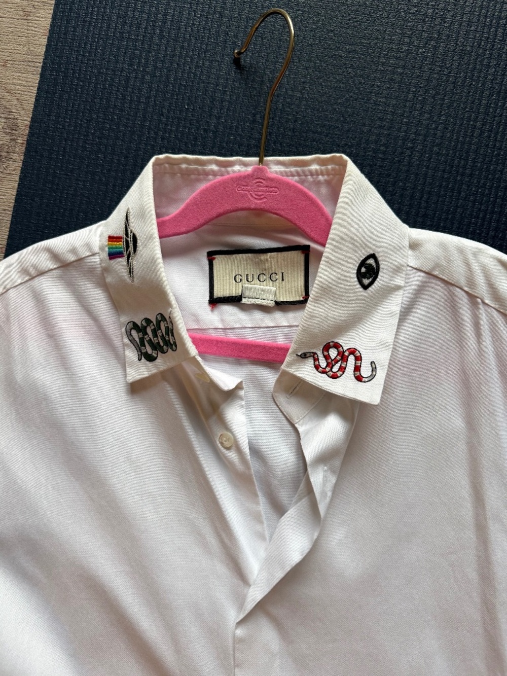 Gucci Embroidered Snake Rainbow UFO Duke Shirt — Size 41/16 (Men’s L)